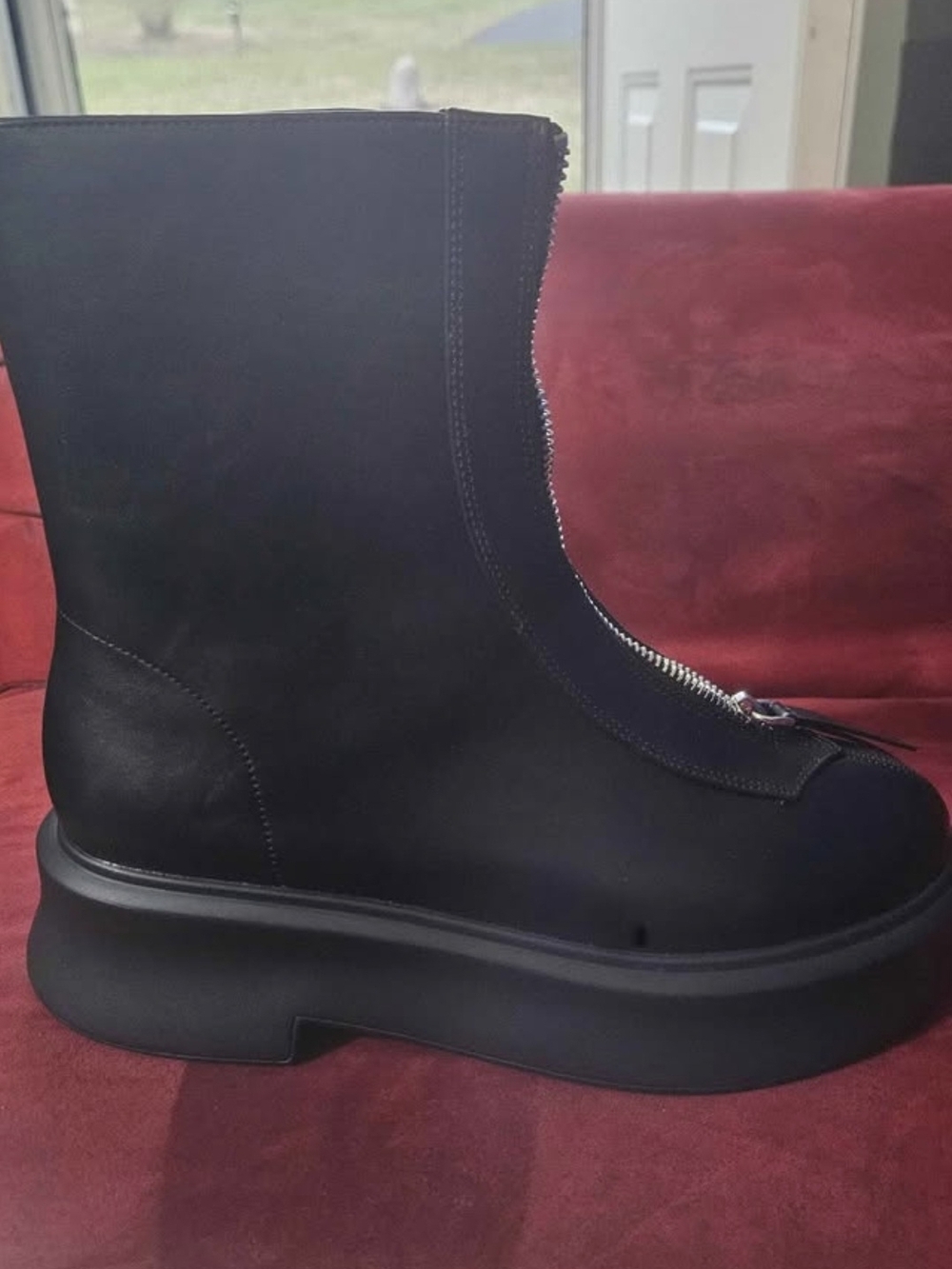 Chunky Black Platform Zip Ankle Boots for Women